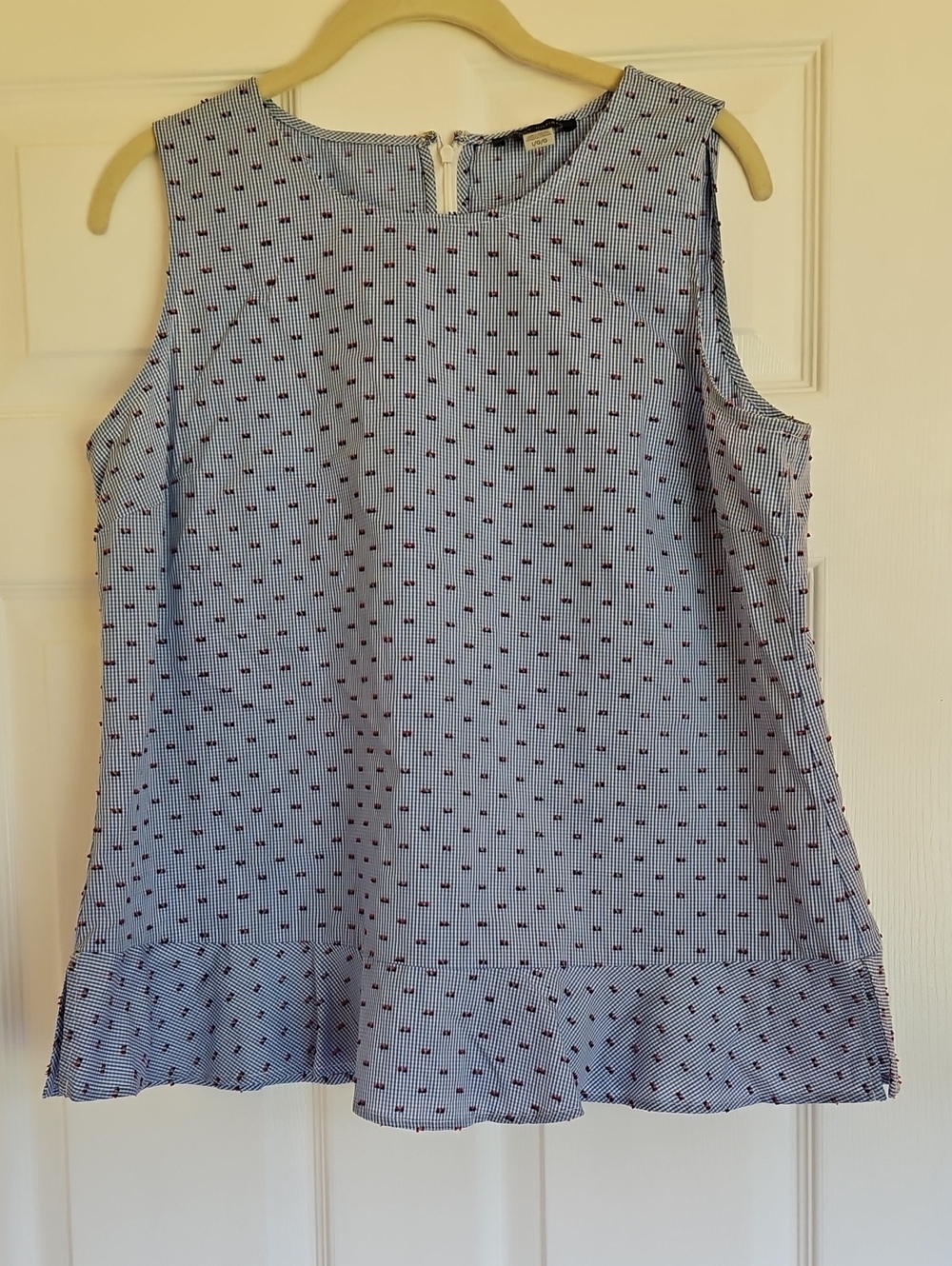 Tommy Hilfiger Blue & White Gingham Shirt with Red Navy Micro Puffs